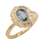 Gouden ring met saffier en diamant  